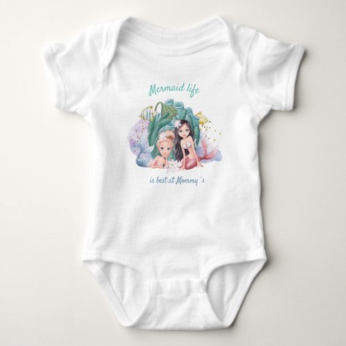 Cute Mermaid life is Best at Mommys faux glitter Baby Bodysuit