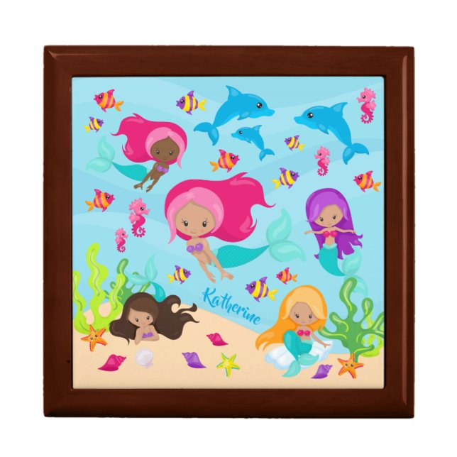 Cute Mermaid Little Girl Under the Sea Jewelry Box (Front)