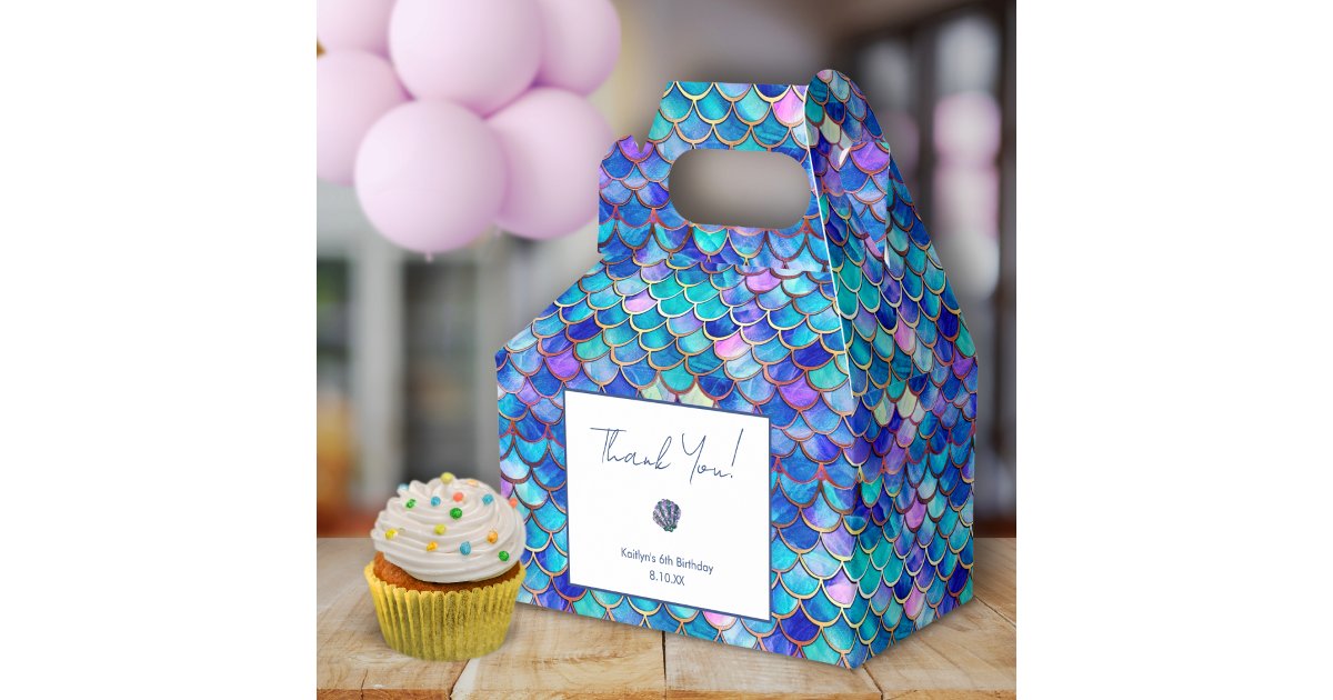 Cute Mermaid Little Girls Birthday Party Thank You Favor Boxes | Zazzle
