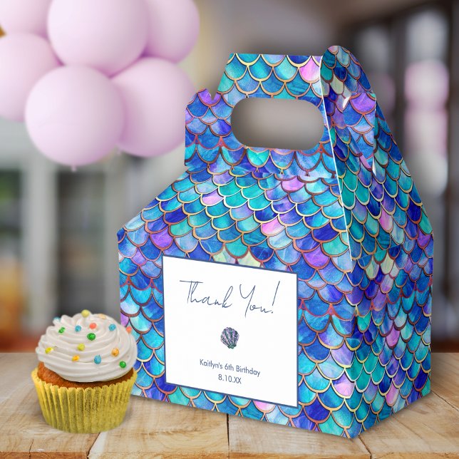 Cute Mermaid Little Girls Birthday Party Thank You Favor Boxes (Creator Uploaded)