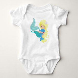 Cute Mermaid, Little Mermaid, Blonde Hair, Dolphin Baby Bodysuit
