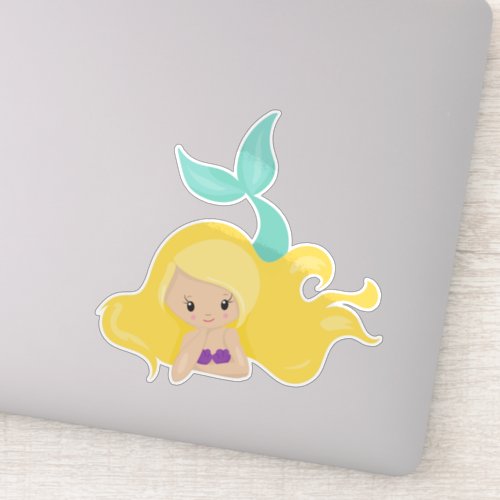 Cute Mermaid Little Mermaid Blonde Hair Shell Sticker