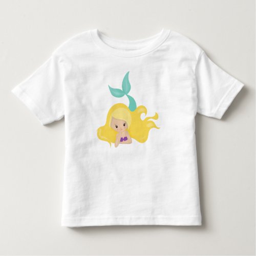 Cute Mermaid Little Mermaid Blonde Hair Shell Toddler T_shirt