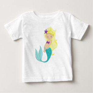 Cute Mermaid, Little Mermaid, Blonde Hair, Star Baby T-Shirt