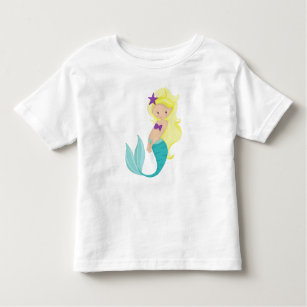 Cute Mermaid, Little Mermaid, Blonde Hair, Star Toddler T-shirt