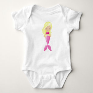 Cute Mermaid, Little Mermaid, Blonde Hair, Tail Baby Bodysuit
