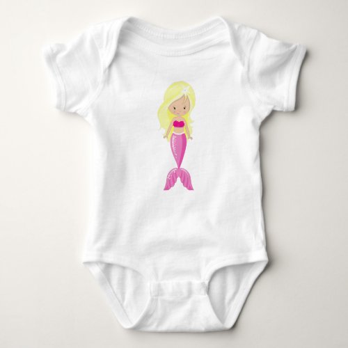 Cute Mermaid Little Mermaid Blonde Hair Tail Baby Bodysuit