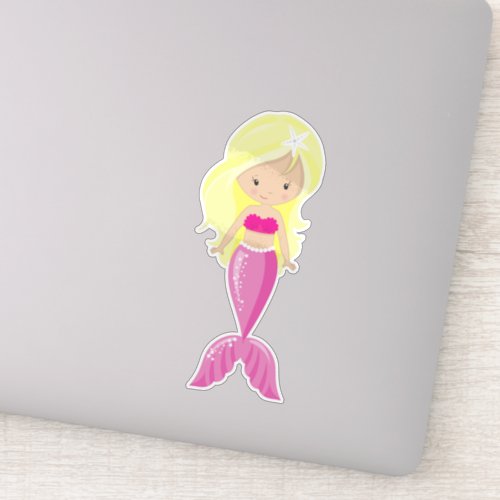 Cute Mermaid Little Mermaid Blonde Hair Tail Sticker