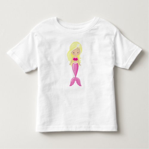 Cute Mermaid Little Mermaid Blonde Hair Tail Toddler T_shirt