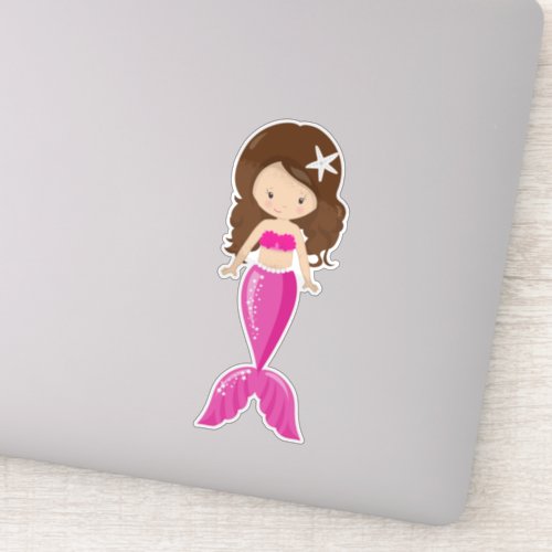 Cute Mermaid Little Mermaid Brown Hair Tail Sticker