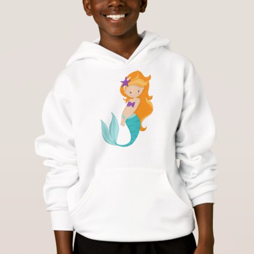 Cute Mermaid Little Mermaid Orange Hair Star Hoodie