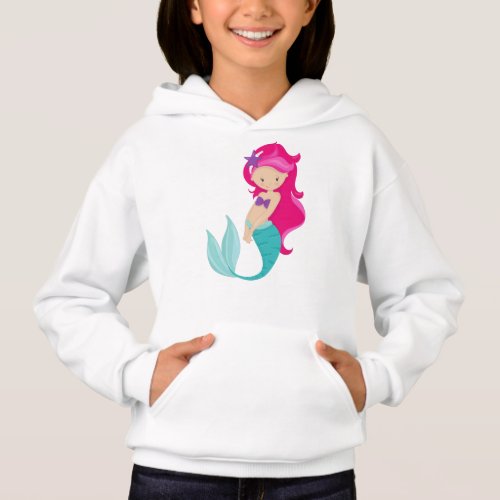 Cute Mermaid Little Mermaid Pink Hair Star Hoodie