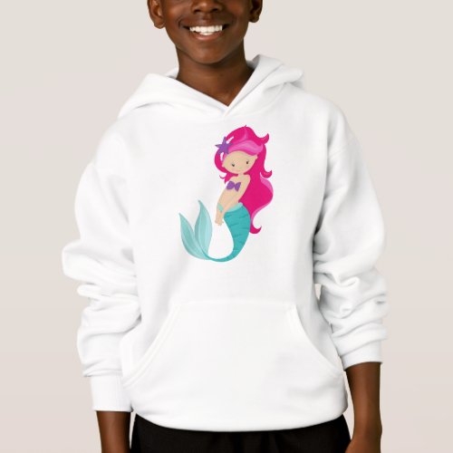 Cute Mermaid Little Mermaid Pink Hair Star Hoodie