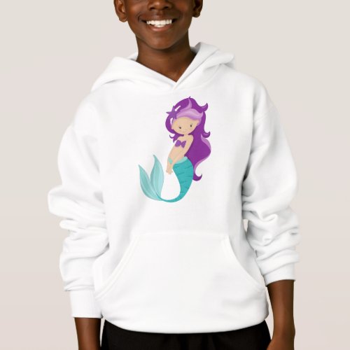 Cute Mermaid Little Mermaid Purple Hair Star Hoodie