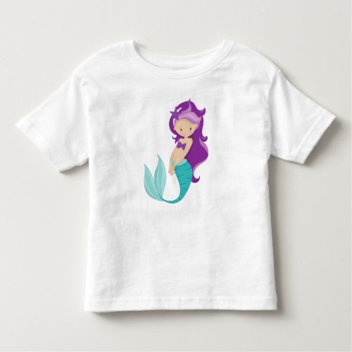 Cute Mermaid Little Mermaid Purple Hair Star Toddler T_shirt