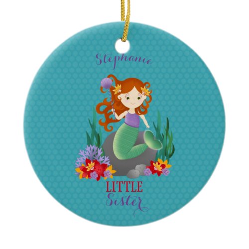 Cute Mermaid Little Sister Ceramic Ornament