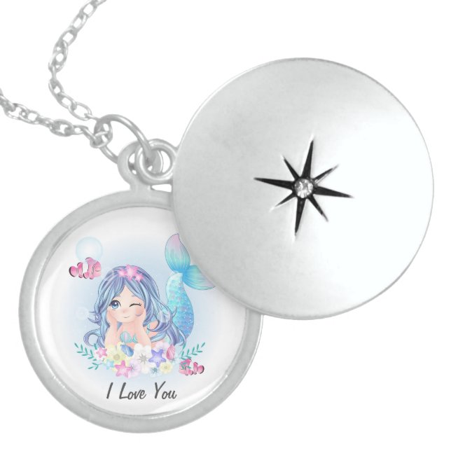 Cute Mermaid Locket Necklace (Front)