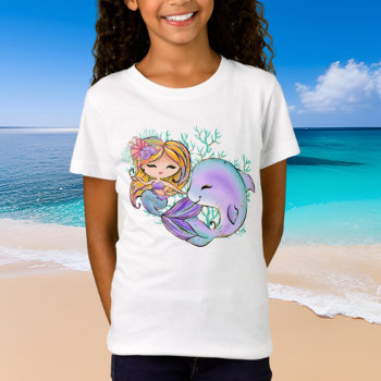 Cute Mermaid Lovers Add Name  T-shirt by DoodlesGifts at Zazzle