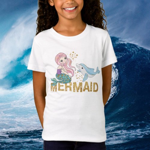 cute mermaid lovers girls T_Shirt