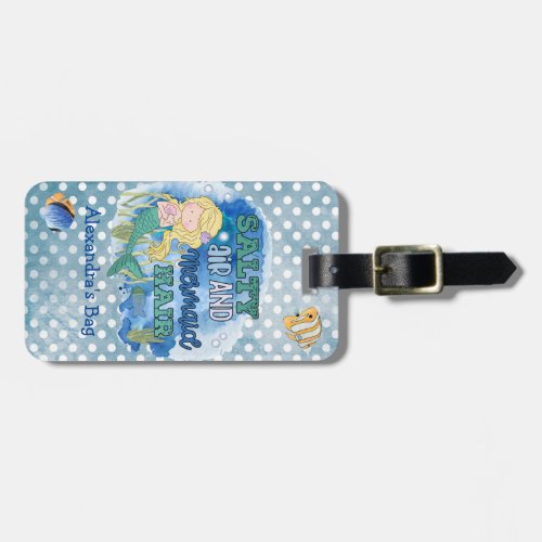 cute mermaid luggage tag for children or adults