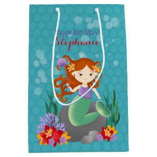 Mermaid Gift Bags Zazzle Cute Mermaid Medium Gift Bag