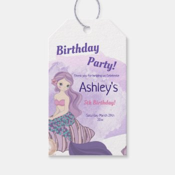 Cute Mermaid  Mermaid Birthday Gift Tags by Iggys_World at Zazzle
