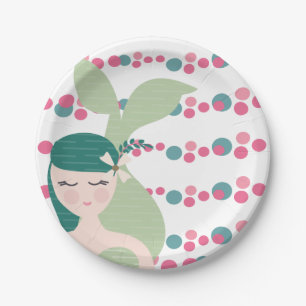 Cute Mermaid Ocean Aquatic Girls Birthday Party Paper Plates