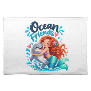 Cute Mermaid Ocean Friends Dolphin Design Cloth Placemat