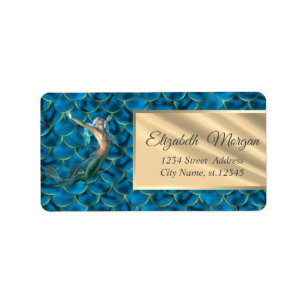 Cute Mermaid On Mermaid Tail Scales Label
