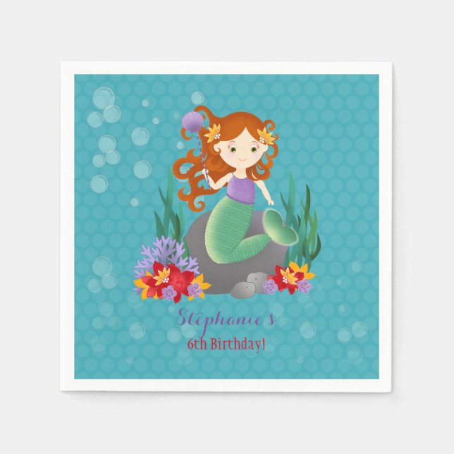 Cute Mermaid Paper Napkins (Front)