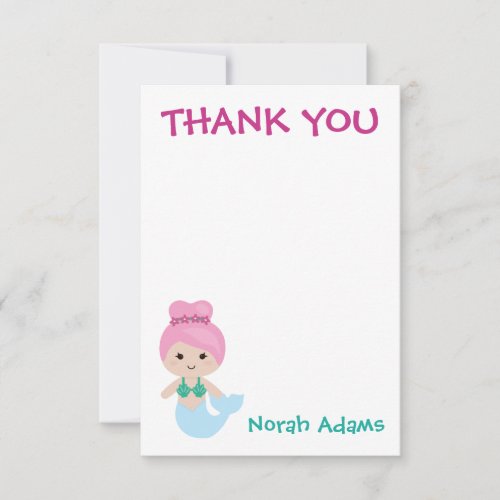 Cute Mermaid Party Personalized Thank You Notes