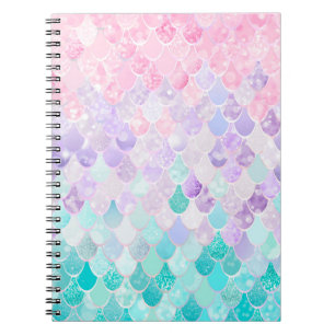 Cute Mermaid Pastel Iridescent, Pink, Purple, Teal Notebook