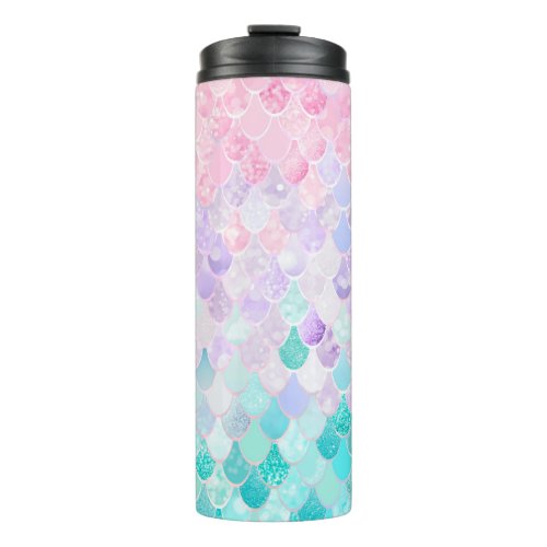 Cute Mermaid Pastel Iridescent Pink Purple Teal Thermal Tumbler