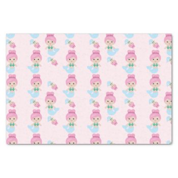 Cute Mermaid Pattern Pink Tissue Paper by Popcornparty at Zazzle