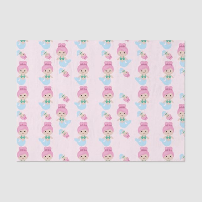 Cute mermaid pattern pink tissue paper (Front)