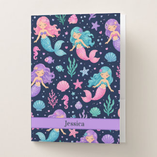 Cute Mermaid Pattern Pocket Folder