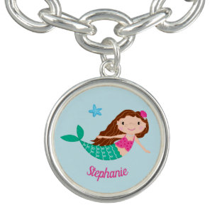 Cute Mermaid Personalized Blue Charm Bracelet