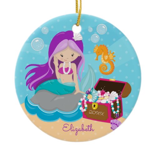 Cute Mermaid Personalized Christmas Ornament