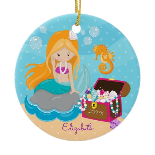 Cute Mermaid Personalized Christmas Ornament