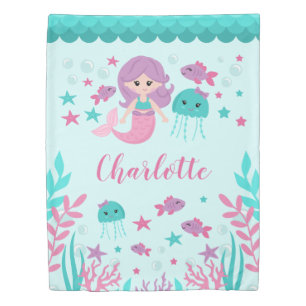 Cute Mermaid Personalized Girl Duvet Cover