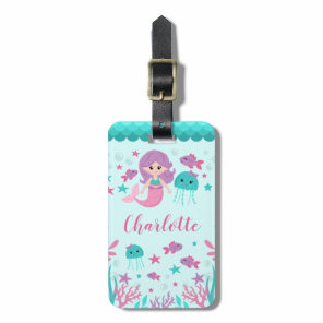 Cute Mermaid Personalized Girl Luggage Tag