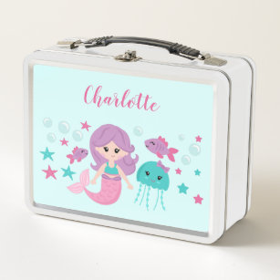 Cute Mermaid Personalized Girl Metal Lunch Box