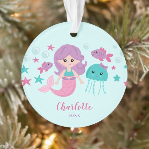 Cute Mermaid Personalized Girl Ornament