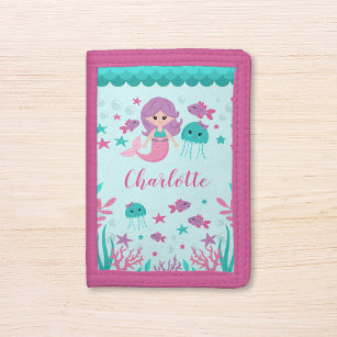 Cute Mermaid Personalized Girl Trifold Wallet