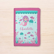 Cute Mermaid Personalized Girl Trifold Wallet at Zazzle