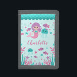 Cute Mermaid Personalized Girl Trifold Wallet<br><div class="desc">A cute mermaid personalized kids wallet for a little girl.</div>