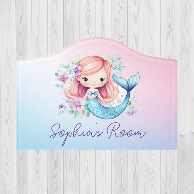 Cute Mermaid Personalized Girls Room Door Sign (Creator Uploaded)