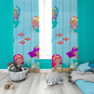 Cute Mermaid Personalized Girly Under the Sea Blackout Curtains