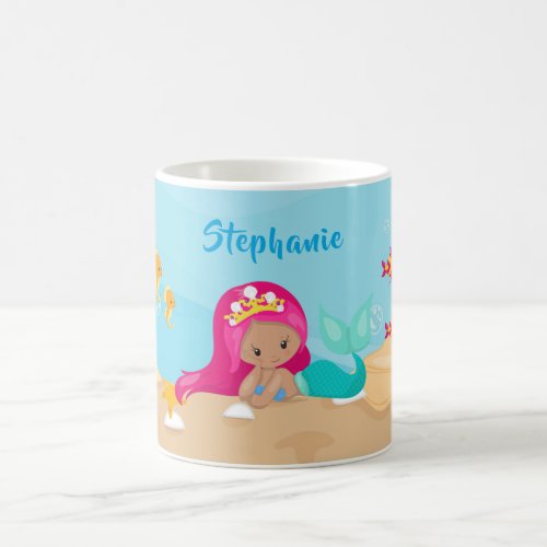 Cute Mermaid Personalized Girly Under the Sea Coffee Mug