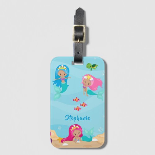 Cute Mermaid Personalized Girly Under the Sea Luggage Tag
